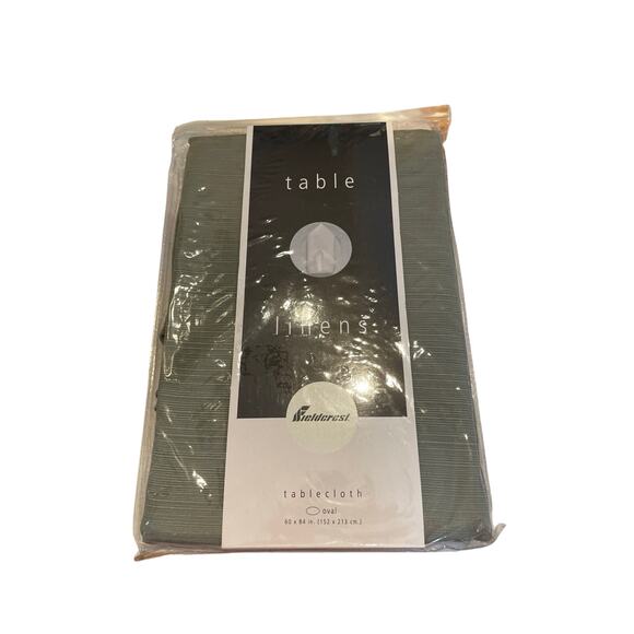 Fieldcrest Table Linens Peridot 60" x 84" Oval Tablecloth olive Green NIP - Picture 1 of 6